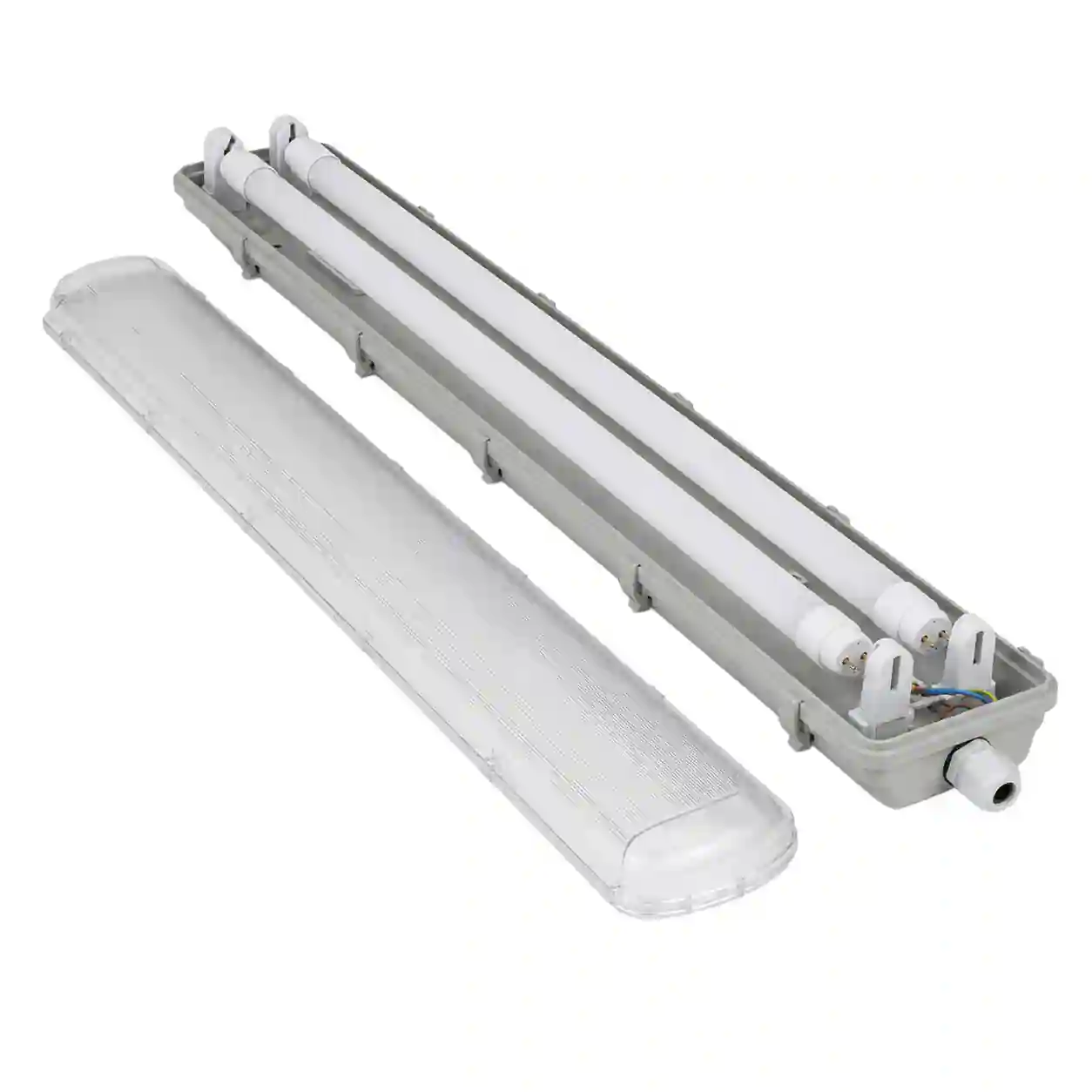 LED trubice G13 T8 uvnitř otevřeného prachotěsného svítidla